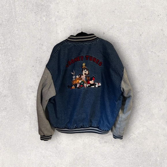 Rare Vintage 1980s Looney Toons Bomber Jacket Unisex | Denim - Picture 2 of 6